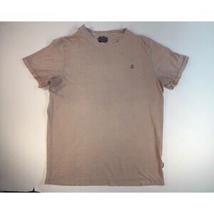Scalpers Men Regular Fit T-Shirt XL Tan Brown Skull Logo Short Sleeve Crewneck